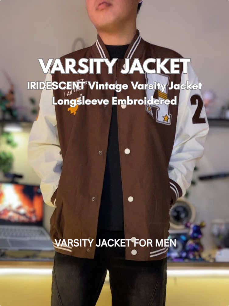 Iridescent Varsity Jacket Vintage Longsleeve Embroidered for Unisex Korean Fashion High School Casual Collar Uniform Bomber Basball Top Men's Street Style for youth Menswear Coats Cotton #varcityjacket #jacket #jacketformen #sportsjacket #jacketstyle 