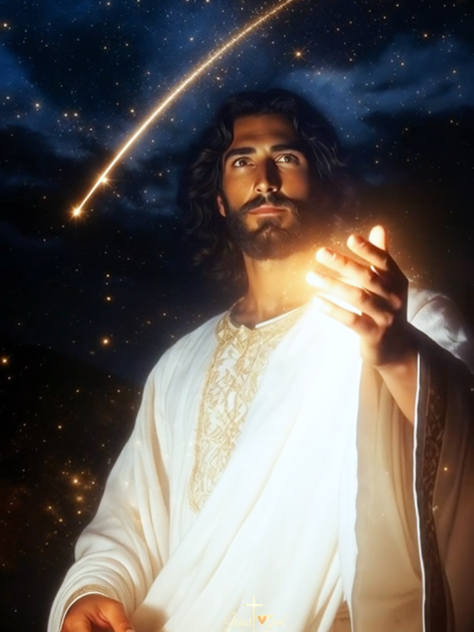 🌠The moment a shooting star crossed heaven…✨ #Jesus #Angel #ShootingStar #viral #Fyp 