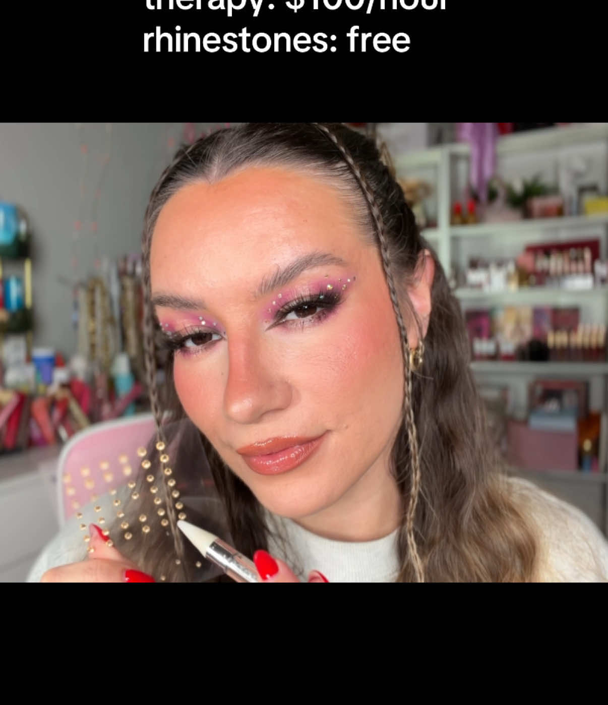 Forever a rhinestone girly✨ @Half Magic by Donni Davy  #creativemakeup #rhinestonemakeup #makeup 