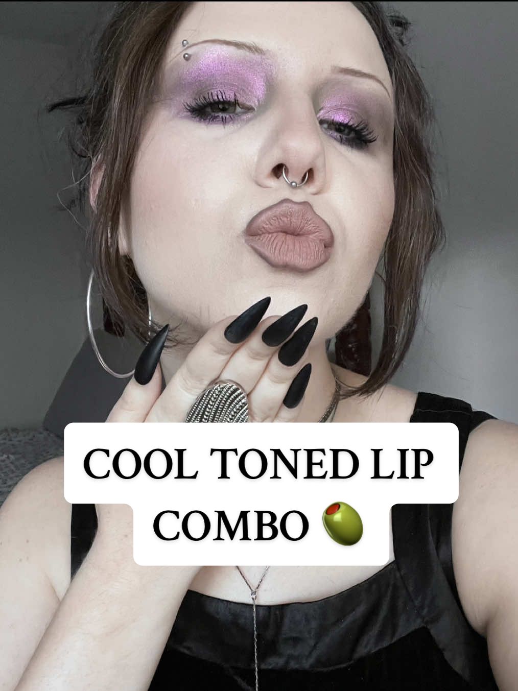 a cool toned dream 🖤❄️ @Anastasia Beverly Hills lip liner “stormy”* + lip velvet “pure hollywood”* *pr #paleoliveskin #fairoliveskin #fairolive #lipcombotutorial #cooltonedmakeup 