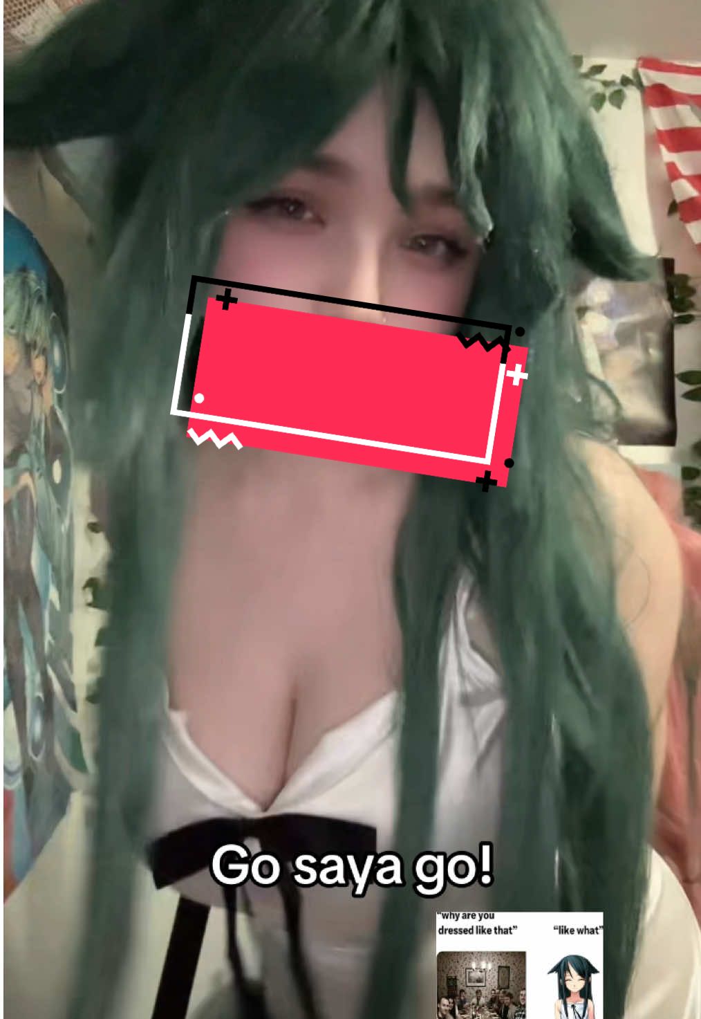 #saya || (edit: turned off comments because some people can’t be normal about a body part I can’t control.) . Zguys am flopping 🥹   Also I can’t do the actual dance because my room is not big enough for that…. . #cosplaygirl #songofsaya #fyp  #sayanouta 