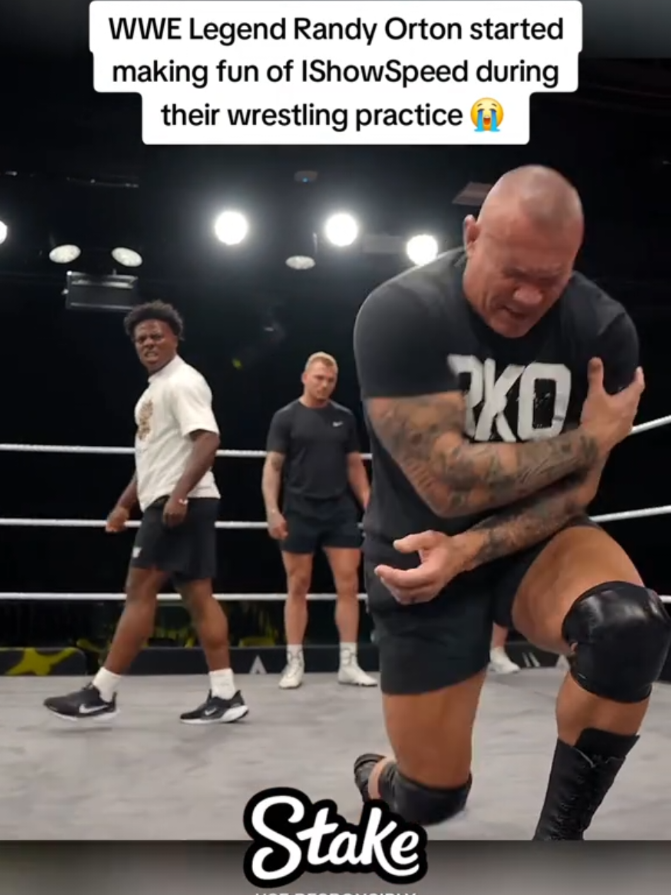 WWE Legend Randy Orton started making fun of IShowSpeed during their wrestling practice 😭 #ishowspeed #randyorton 