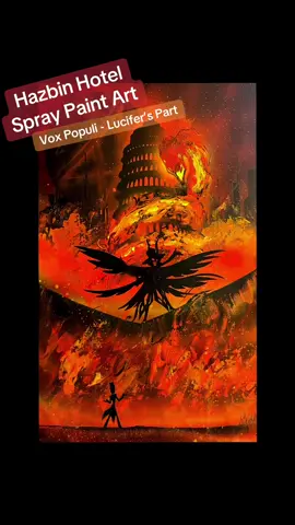 So who else wanted Lucifer to get more of this amazing bit of the song? Hazbin Hotel season 2 is done and I have so much I want to paint from it.  Finally got this one edited and this baby is going up in my studio. If anyone wants to order something check my bio for where to do that :).  #spraypaintart #hazbinhotelfanart #hazbinhotel #voxpopuli #lucifer 