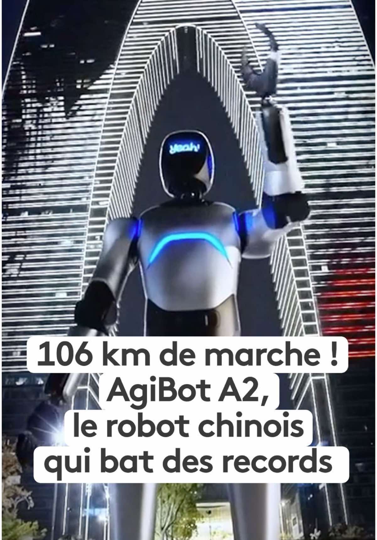 🇨🇳 C’est un record officiel : 106 kilomètres de marche presque sans s’arrêter. Une première pour un robot humanoïde, enregistré en Chine le 13 novembre. Il aura fallu 56 heures, deux pauses et 15 batteries à 🤖 l’AgiBot A2 pour relier Suzhou, dans l'est de la Chine, à Shanghai. Pour son concepteur, c’est une bonne nouvelle. La banque Morgan Stanley estime qu’il pourrait y avoir plus d’un milliard de robots de ce genre dans le monde en 2050.  #SinformerSurTikTok