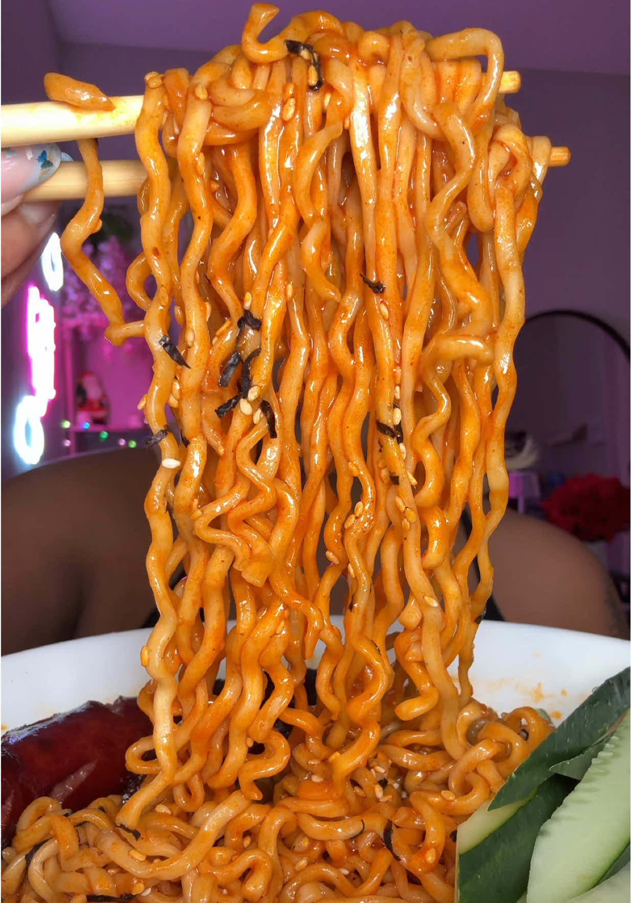 Trying buldak for the first time 😳 2x spicy buldak maybe wasn’t the best idea 😭 #buldak #mukbang #asmr #foryoupage #challenge buldka ramen mukbang 