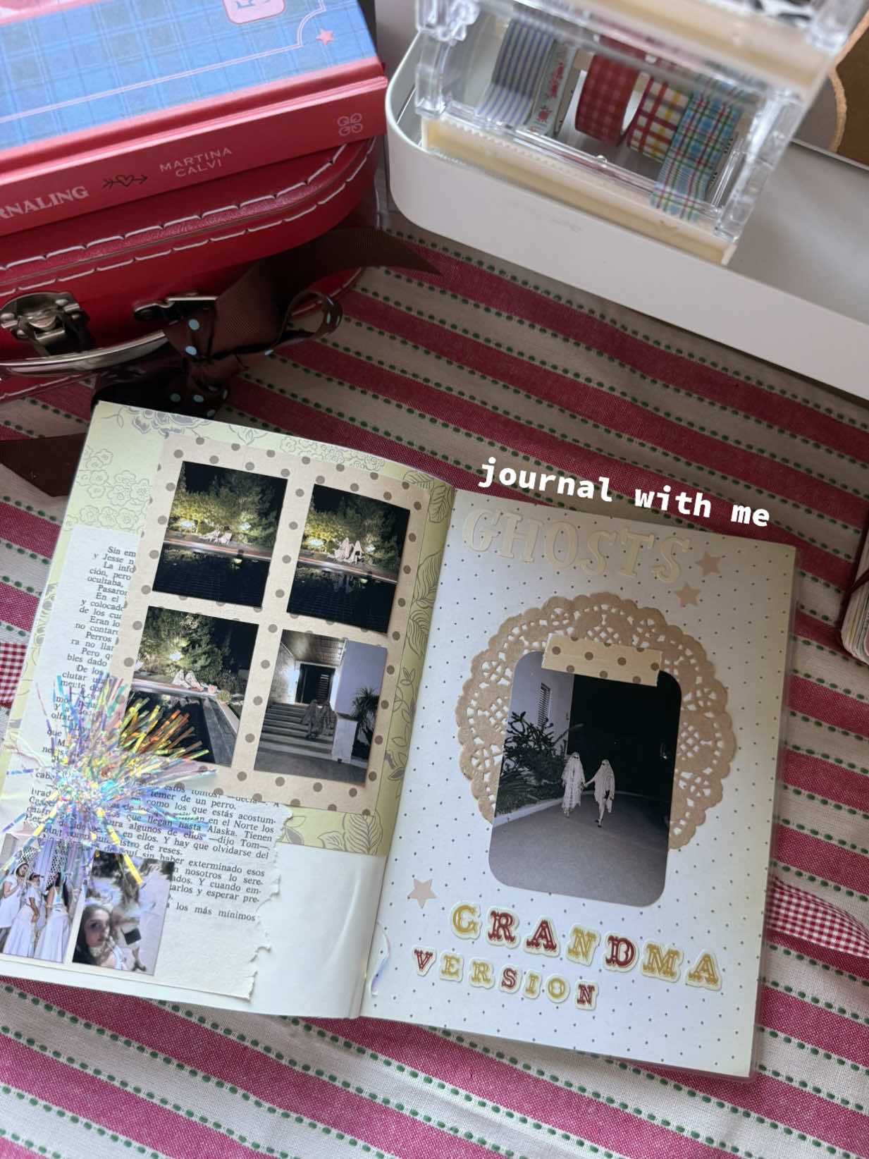 took me a month to get around to this spread but alas - journal with me 🫶🏻✨🥰👻 #junkjournal #journaling #scrapbooking #journalideas #journalwithme 