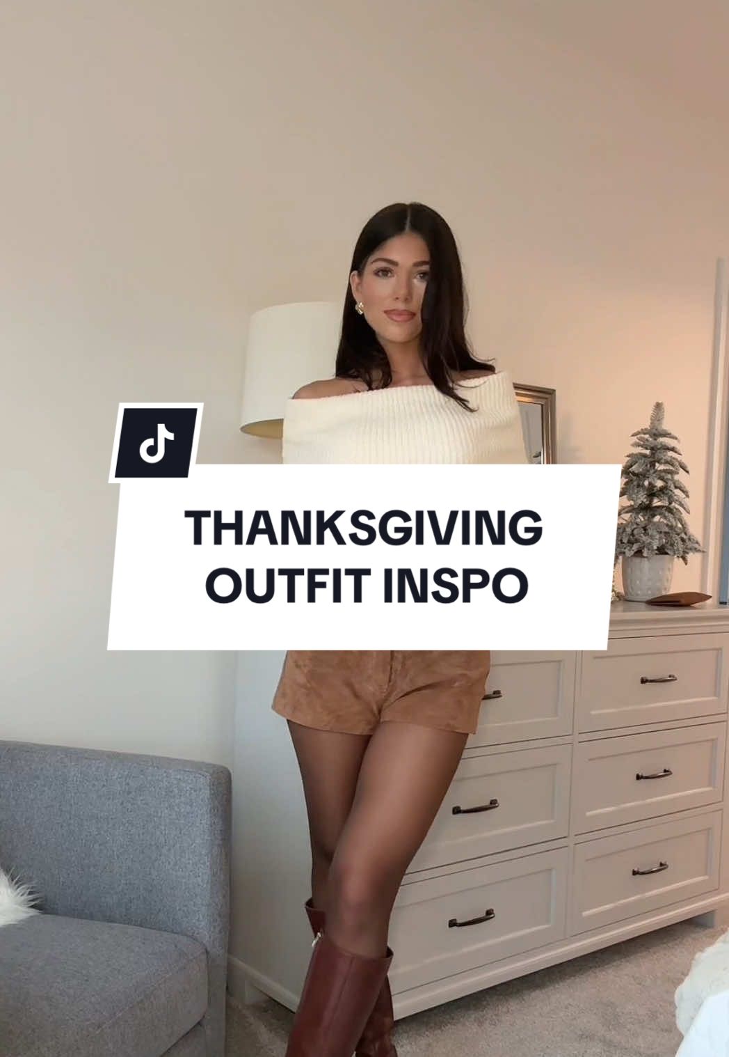 The perfect Thanksgiving combo: knit, suede, and tall boots 🍂🤎 @Maria Di Salvo making fall dressing look effortless 🍁✨  #revolve #thanksgivingoutfit #falloutfit #fallfashion #fyp 