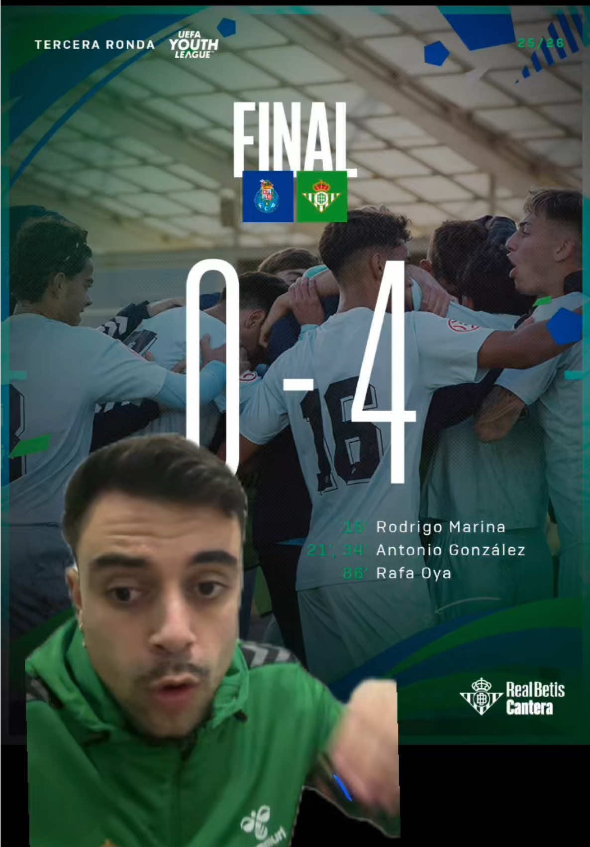 #greenscreen PASO DE GIGANTE 💚 #realbetis #uefayouthleague #victorua #fcporto 