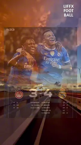 Full Time : Olympiacos 🇬🇷 3 - 4 🇪🇸 Real Madrid UEFA Champions League🏆 #olympiacos #realmadrid #uefachampionsleague #liffxfootball #fyp 