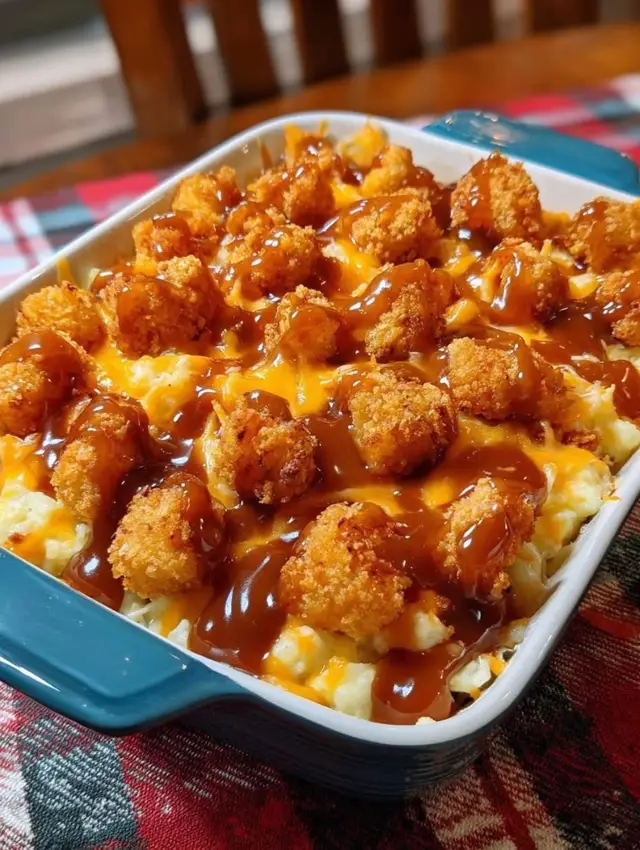 Just like the KFC Famous Bowl!! 😋 Ingredients: 3 cups mashed potatoes 1 cup corn (drained) 12 oz popcorn chicken 1½ cups shredded cheese 1 cup brown gravy Instructions: Preheat oven to 375°F (190°C). Spread mashed potatoes in a greased 9x13 baking dish. Layer corn evenly on top. Cook popcorn chicken as directed and arrange over the corn. Sprinkle shredded cheese over the top. Bake for 15 minutes, until cheese is melted. Remove from oven and drizzle warm brown gravy over the casserole. Serve hot and enjoy! #fypシ #fyp #f #foryoupage #thanksgiving 