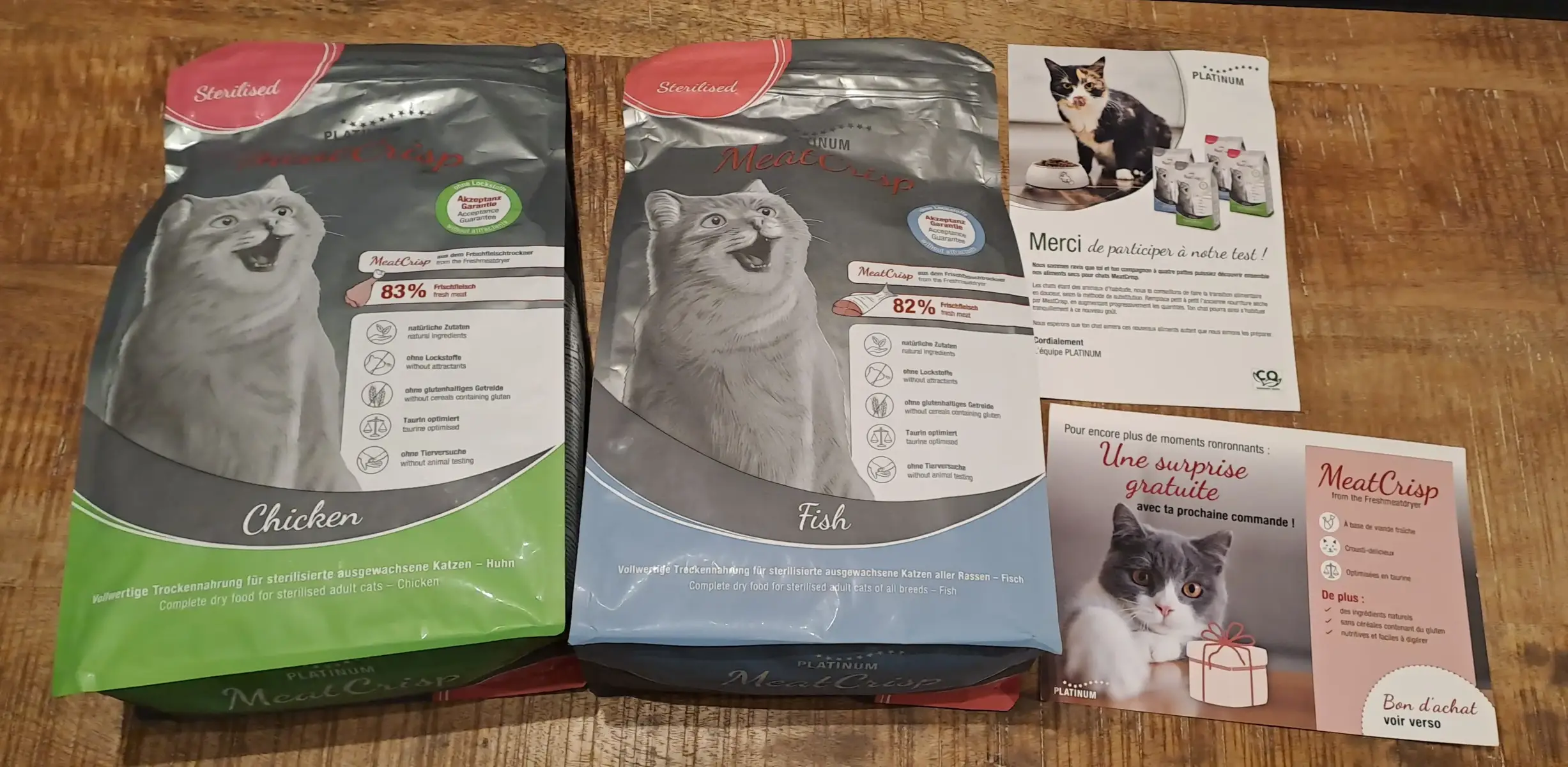 Bonsoir, je vous présente mon reçu du jour pour mon petit Loki d'amour !😻. J'ai reçu deux sortes de croquettes de la marque Platinum.  😻Un sac de croquettes au poulet. 😻Un sac de croquettes au poisson. Elles sont :  😀Préparées exclusivement avec de la viande fraîche 😀Crousti-délicieux, 😀Sans farine animale, sans céréales contenant du gluten  😀Faciles à digérer 😀Riches en nutriments essentiels pour un chat en pleine forme, plus heureux et plein de vitalité. Maintenant place au test pour Loki et je vous dis à bientôt pour vous donner le retour de mon matou. Merci Trnd France et Platinum #trnd  #PlatinumCatfood #AlimentsChatPlatinum #CollaborationCommercialeNonrémunérée #ProduitOffert