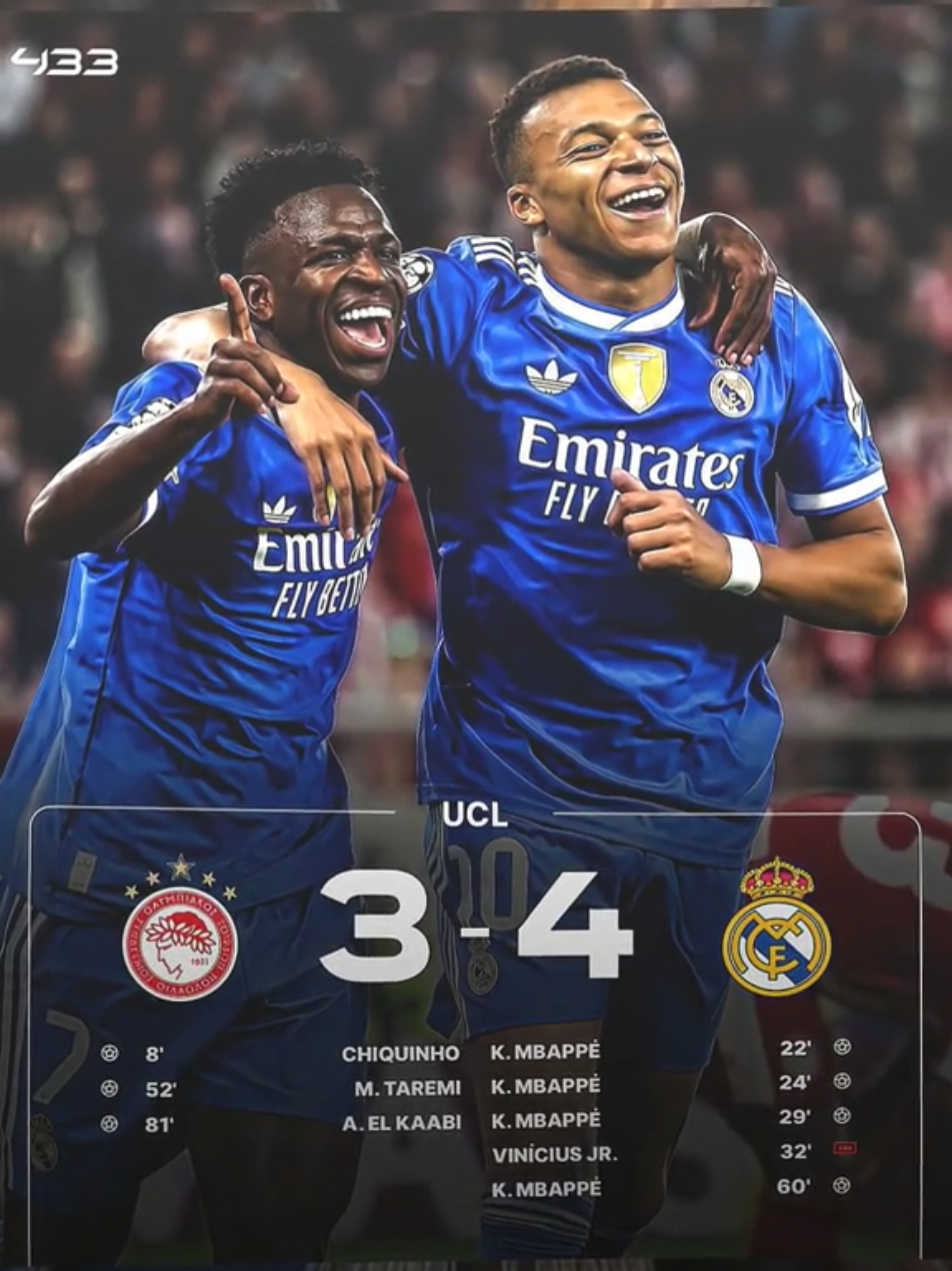 Olympiakos vs Real Madrid (3-4) mbappe sampai quattrick woilah😳 #olympiacos #realmadrid #ucl #footballtiktok #fyp