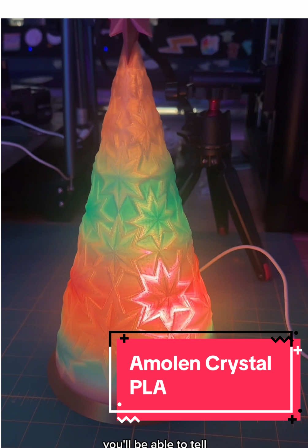 Tis the season for lighted 3D printed models. Check out @Amolen 3D Printing Filaments crystal filament for some cool translucent colors. . #3dprinting 