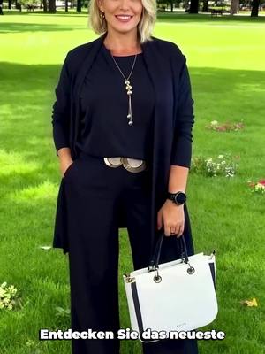 Elegantes 3-teiliges Set: Langer Cardigan, Oberteil und Hose