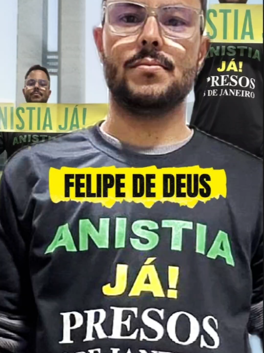 O homem que se acorrentou em frente ao congresso. Felipe de Deus em um ato de protesto a favor da anistia ampla geral e irrestrita. @felipe.Deus  #política #noticias #urgente #felipededeus #congresso 
