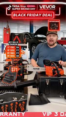 Give us a follow and join the live to check out the best deals! #tiktokshopblackfriday #tiktokshopcybermonday #dealsforyoudays #chainsaw #mechanic 