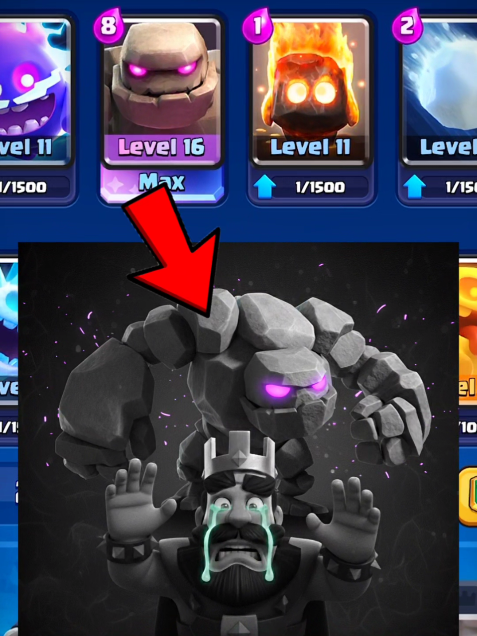 Golem nivel 18 en arena 1 💀 #clashroyale #arthass 