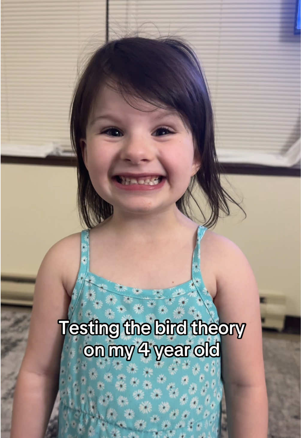 She was so interested in my imaginary bird 🥹 #fyp #momtok #kidsoftiktok #birdtheory #trending 