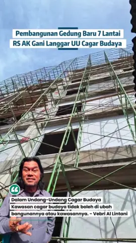 Saat ini, di kawasan Cagar Budaya Benteng Kuto Besak sedang dibangun gedung baru RS dr. AK Gani dengan ketinggian hingga tujuh lantai. Budayawan Palembang, Vebri Al Lintani mengatakan seharusnya Rumah Sakit ini tidak dibangun dalam BKB tapi di di tempat lain. Pembangunan gedung baru ini melanggar Undang-Undang Cagar Budaya (UU No. 11 Tahun 2010) yang menyebut: - Bangunan di dalam kawasan cagar budaya tidak boleh diubah secara signifikan, - Tidak boleh menambah konstruksi baru yang merusak lanskap, visual, atau nilai historis kawasan. Dan faktanya, gedung tujuh lantai ini masih berada dalam zona inti kawasan BKB. #BKB #BentengKutoBesak #CagarBudaya #RSAKGani #palembang 