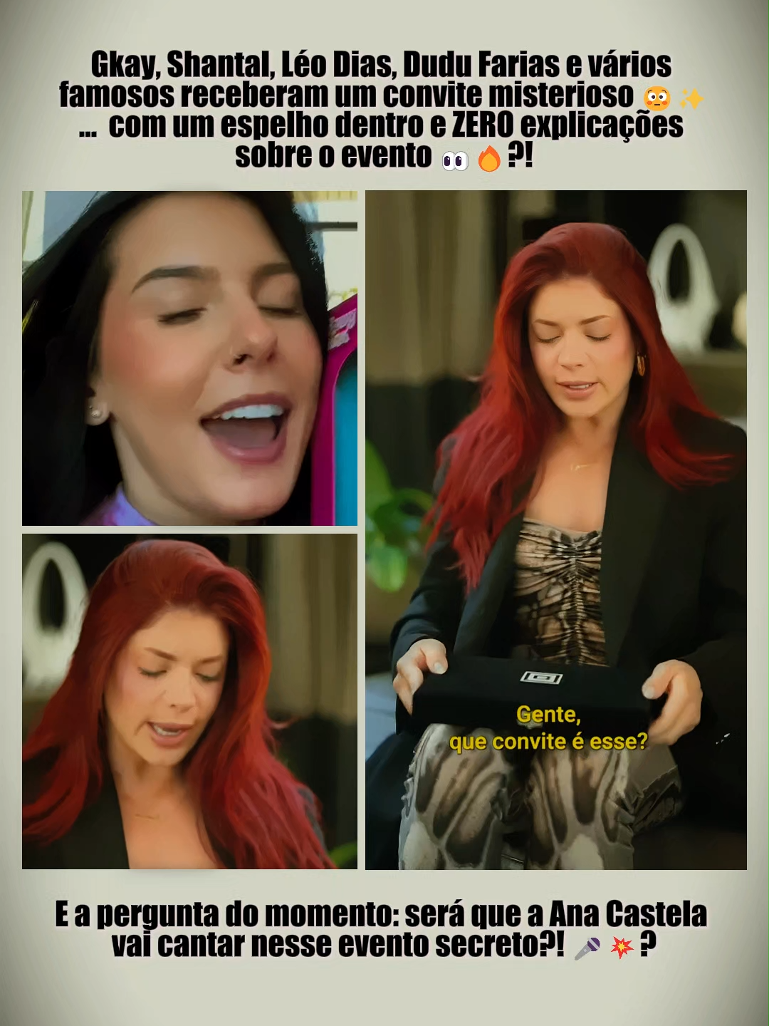 Convite misterioso com espelho 😳✨   famosos recebendo e ninguém falando nada 👀🔥   Será que a Ana Castela vai cantar nesse evento?! 🎤💥  #EpicEra#eventoclipfy #gkay #anacastelacantora😍 #virginia