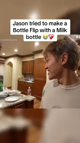 Jason tried to make a  Bottle Flip with a Milk  bottle #jasontheween 