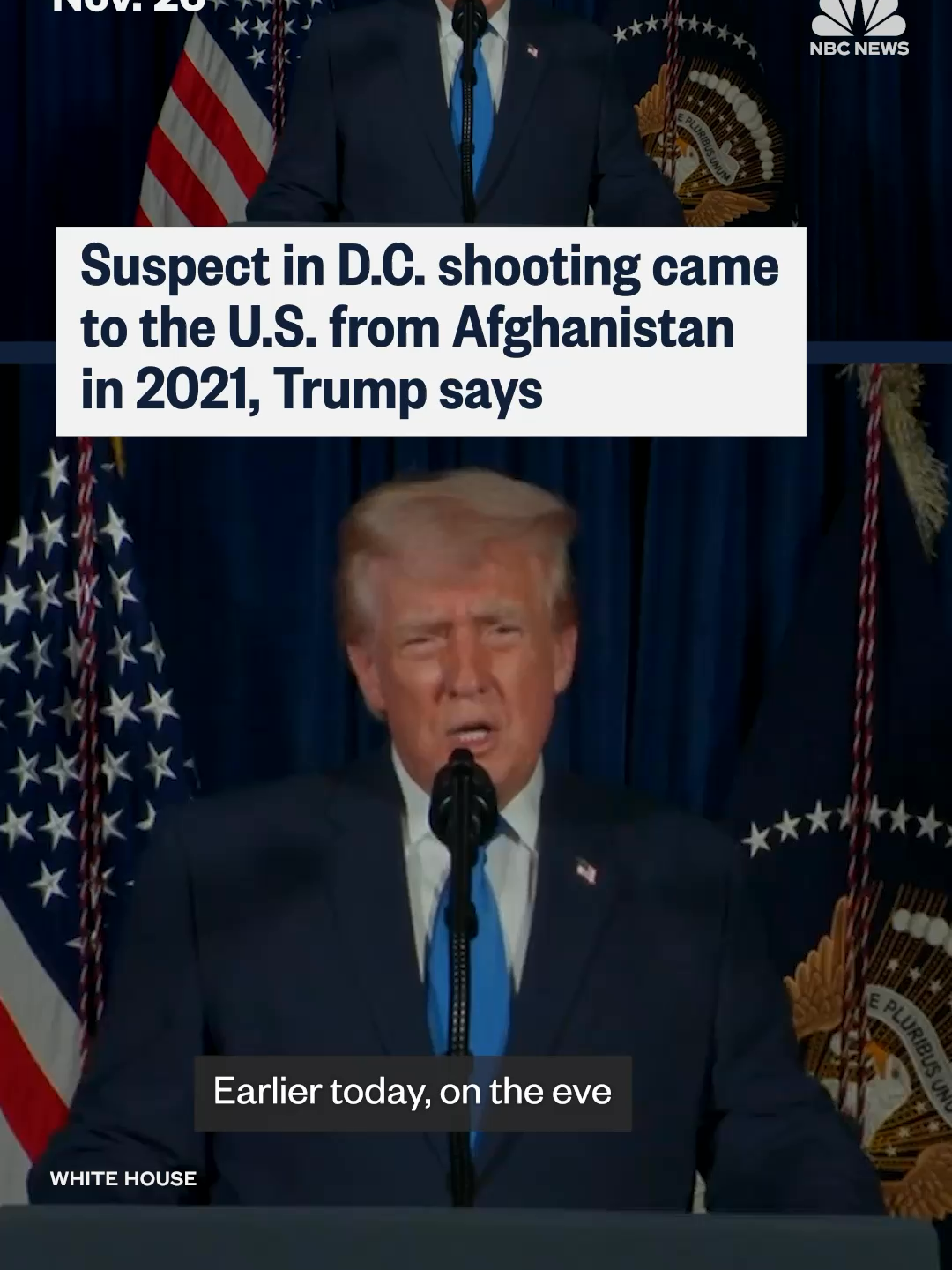 The suspect in the shooting of two National Guard members in Washington, D.C., “entered from Afghanistan” in 2021, President Donald #Trump said. He also called for officials to “reexamine” people who came to the U.S. from Afghanistan under the Biden administration.