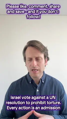 Last week There was a resolution put forward at the United Nations calling on nations to reaffirm the absolute prohibition of torture and to renew calls for all states to prevent torture, aid it’s victims, and punish its perpetrators.  One of reasonable, sound mind would suspect this to have been adopted unanimously.  However there were three member states who voted against this resolution.  I don't think you need me to tell you that one of those was Israel, one was the United States - the United States of Israel. and the other Argentina - who we know the leader of Argentina is also a genocide supporter. This is not surprising simply another admission of guilt from the United States of Israel - We know there is irrefutable evidence of its torture of the Palestinians - often Palestinian children, along with the countless war crimes and crimes against humanity that have been happening ad nauseum.  We know the united nations is indeed a toothless beast with the inability to do most anything.  However to know, that the United States of Israel openly do not oppose torture and by doing so, condone it - whilst actually carrying out torture is just more evidence they should be exiled - sanctioned, diplomatic ties cut and they should be disarmed and there should be boots on the ground to bring a halt to this reprehensible behaviour As an Australian I expect my government and foreign minister to stand up and call out this sheer absurdity.  However as usual, the government along with the media have remained dead silent - as they do when any kind of criticism or voice against Israel is so needed. #palestine #gaza #unitednations #humanity #freepalestine 