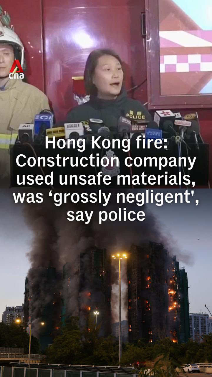 Hong Kong police believe the deadly fire at Wang Fuk Court in Tai Po may have been spread by unsafe materials used during maintenance work. The death toll from the fire that started on Wednesday (Nov 26) has risen to 44. Three men from a construction company have been arrested on suspicion of manslaughter over the fire.