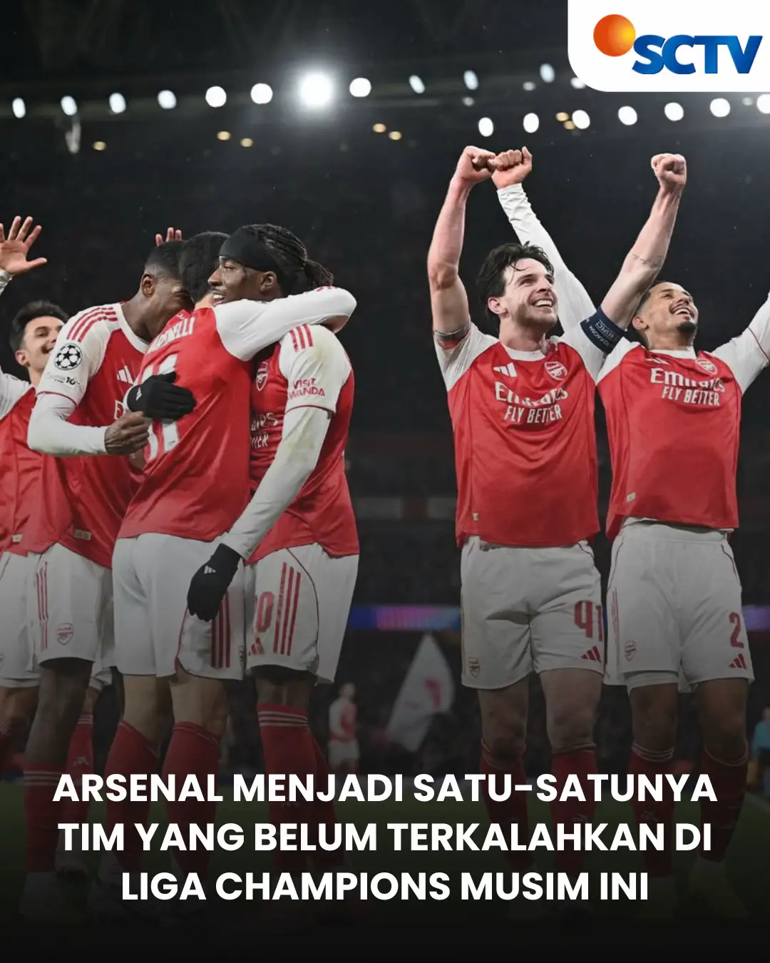 Arsenal resmi menjadi satu-satunya tim yang belum tersentuh kekalahan di Liga Champions musim ini! 🔥🔴⚪ The Gunners tampil konsisten sejak matchday pertama dan masih menjaga rekor sempurna mereka di Eropa. #SCTVSports #NewsSCTVSports
