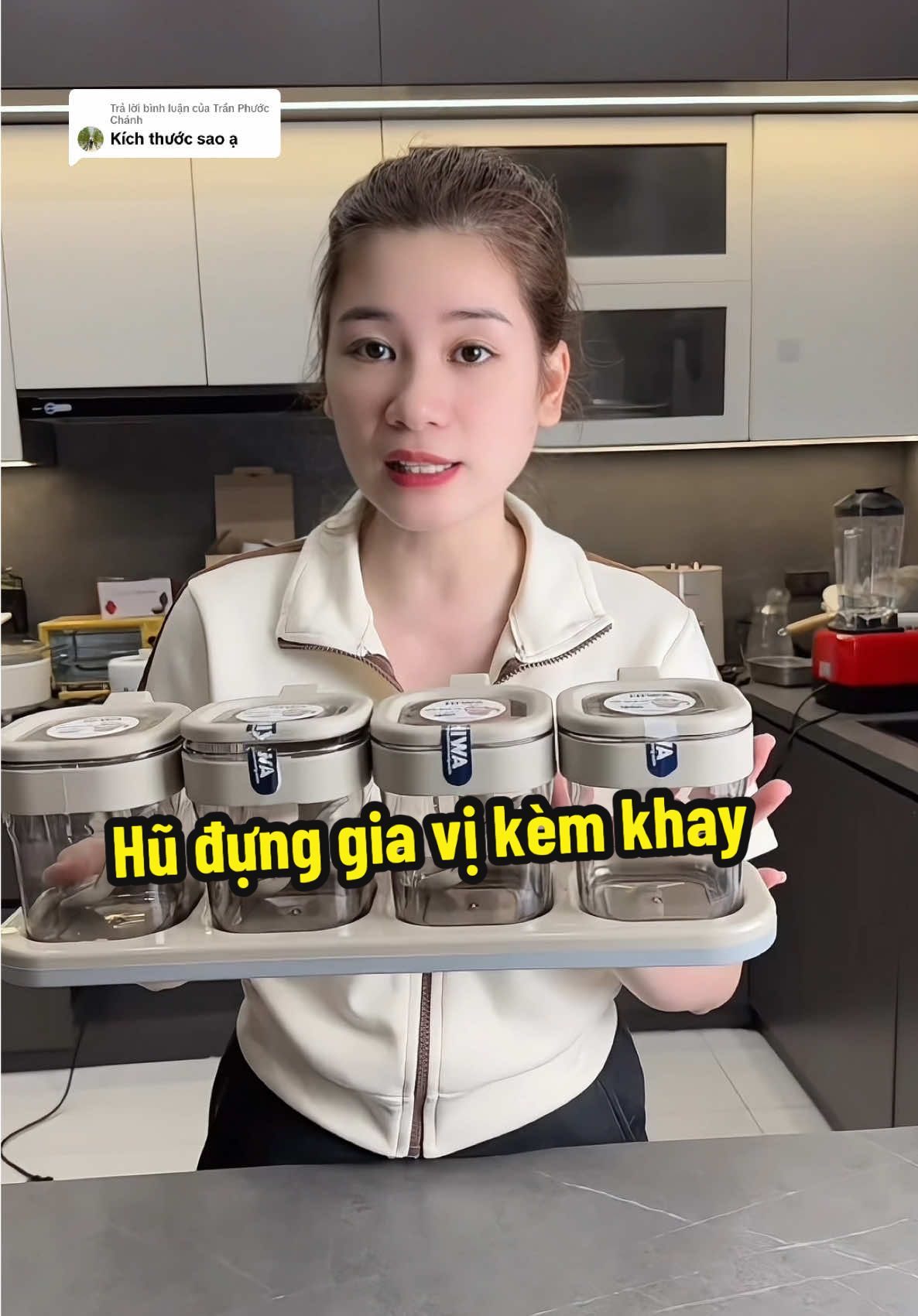 Trả lời @Trần Phước Chánh  Combo 3-4 hũ đựng gia vị kèm khay đựng Hiwa #hudunggiavi #hiwa 