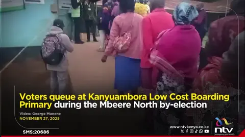 Voters queue at Kanyuambora Low Cost Boarding Primary during the Mbeere North by-election