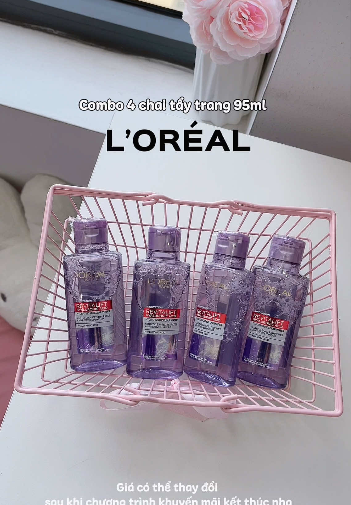 Combo 4 chai nước tẩy trang L’Oreal mini 95ml hời quá chừng luôn mà nhiều cái tiện lợi nữa 💅 #nuoctaytrang #nuoctaytrangloreal #lorealparis #combonuoctaytrangloreal #nuoctaytrangsachsau 