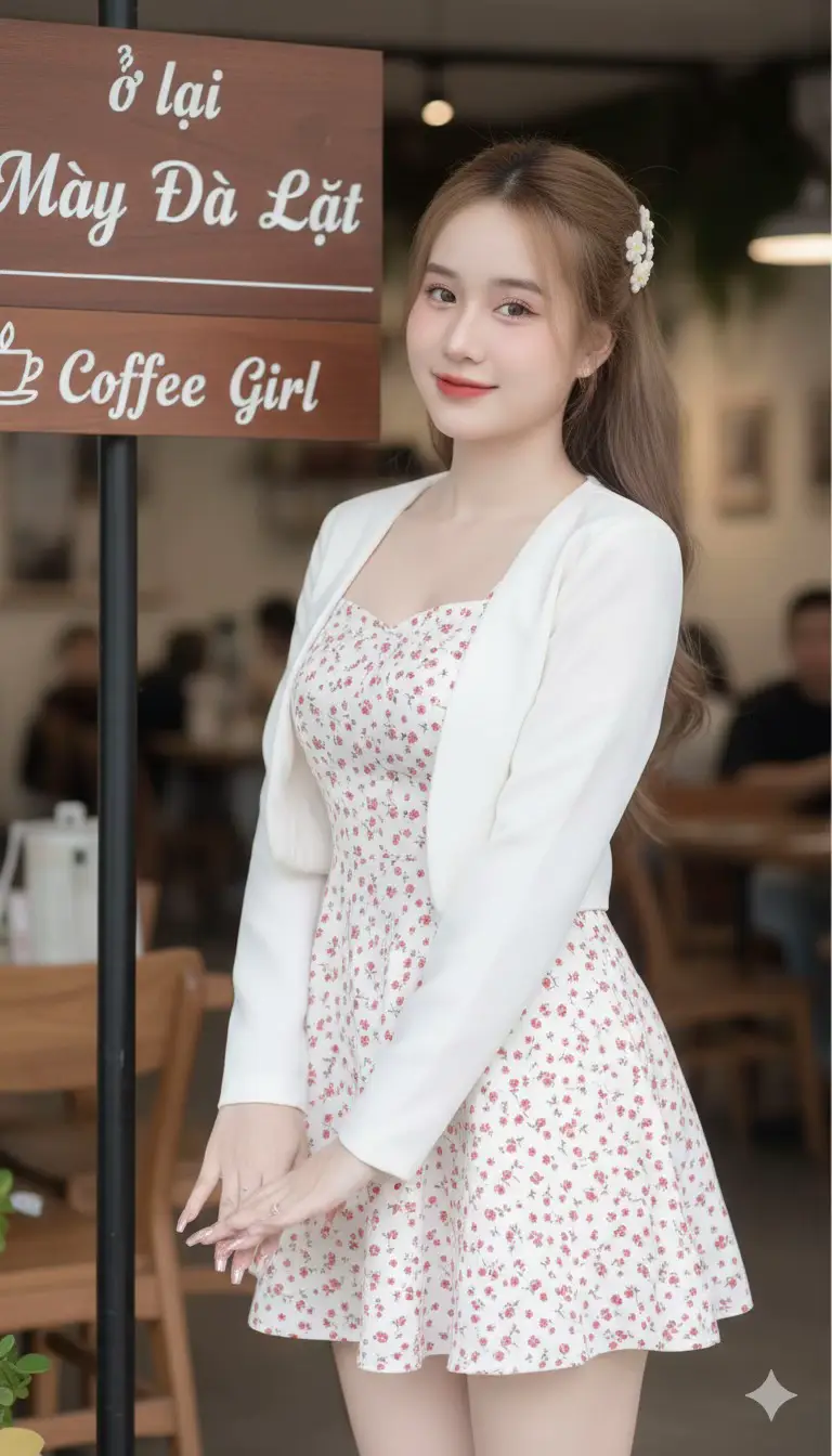 #gemini  #trending #xh #geminifourth #viral          Gemini Coffee Nàng ơi ☕️ 1:: Tạo gương mặt  2::  Tạo cảnh  3:    bộ đồ  :4 Trang điểm 💄  Mọi người cần lệnh nào cmt cho em ạ  câu lệnh::1:: Tạo giúp mình một cô gái trẻ giống trong hình gốc 100% siêu nét 8k rõ ràng  Cô đứng Nghiêng về phía bên trái trong đáng yêu …sau tấm bản Tên    ở lại Mây  Đà lạt coffee Girl màu nâu  tóc màu nâu kiwi khói nhẹ tạo kiểu hai bên cây kẹp bông nhỏ màu kem  bộ đồ..  đầm váy nữ Đầm voan hoa nhí Hai dây  mix kèm áo khoác tay dài váy dáng ngắn mini xòe nhẹ màu trắng hoa nhí màu đỏ  móng tay dài màu hồng thạch nhạt tráng gương lấp lánh ánh sáng  mắt hồng kim tuyến nhẹ nhàng tự nhiên  má hồng nhạt kim tuyến nhẹ nhẹ nhàng  màu môi hồng đào baby 