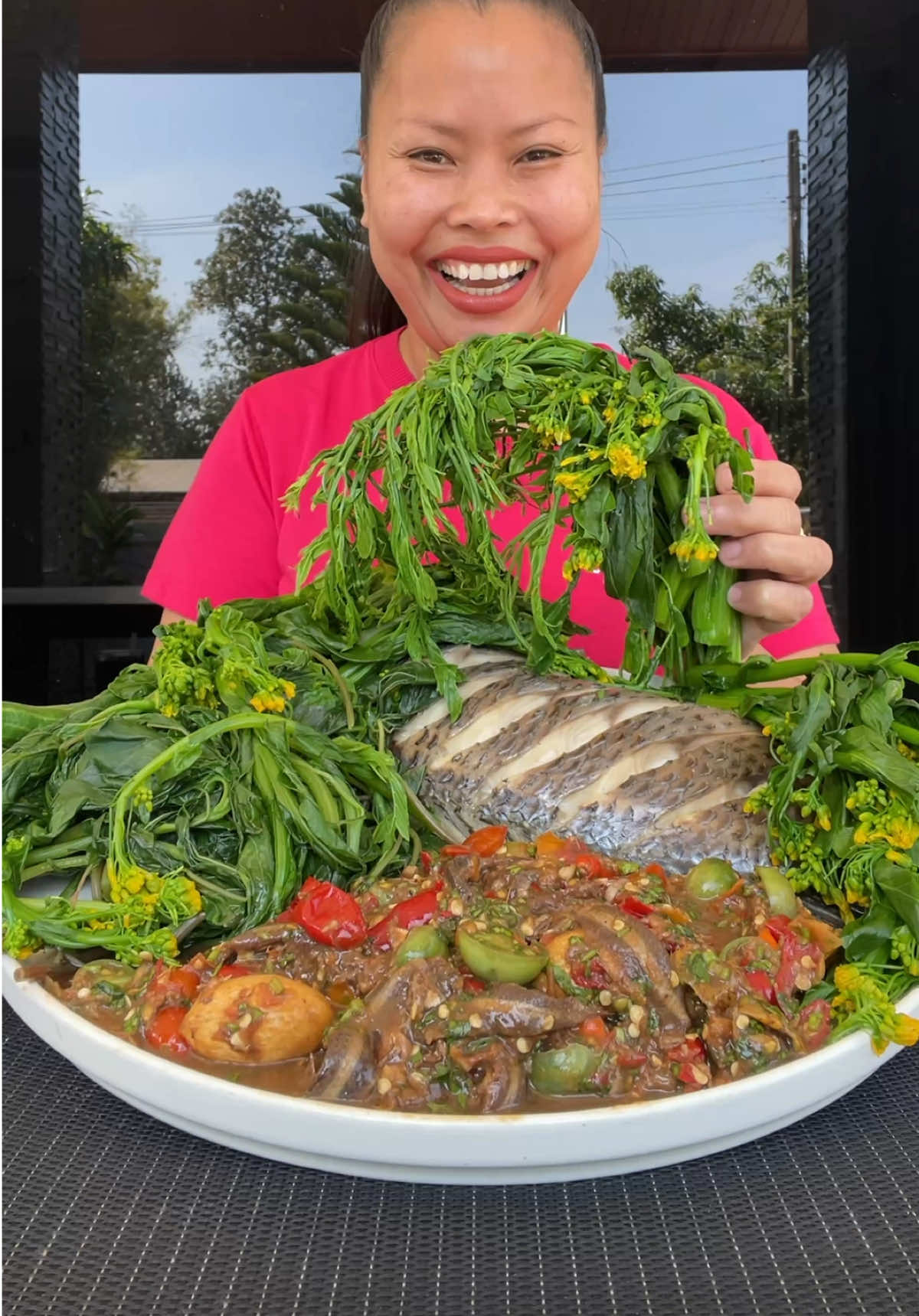 นึ่งปลา แจ่วปลาร้า ผักลวก จ้วด‼️🌶️🐠