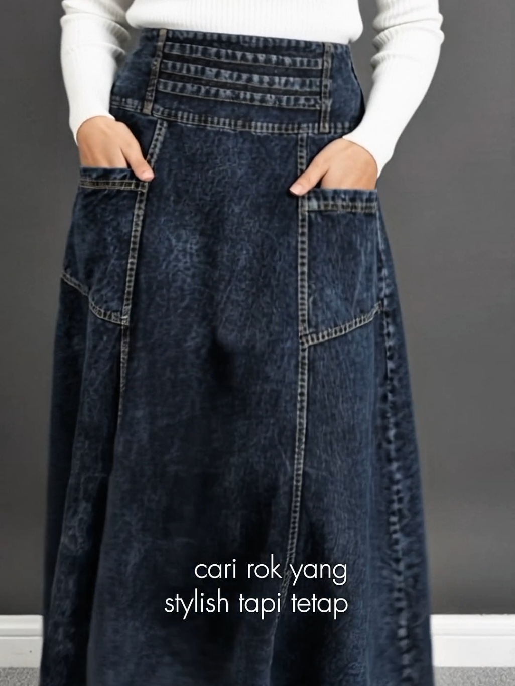 rok jeans snow ini cattingannya beda banget, tapi tetap stylish dan sopan. #rokjeans #rokpanjangjeans #rokjeanswanita #rok 