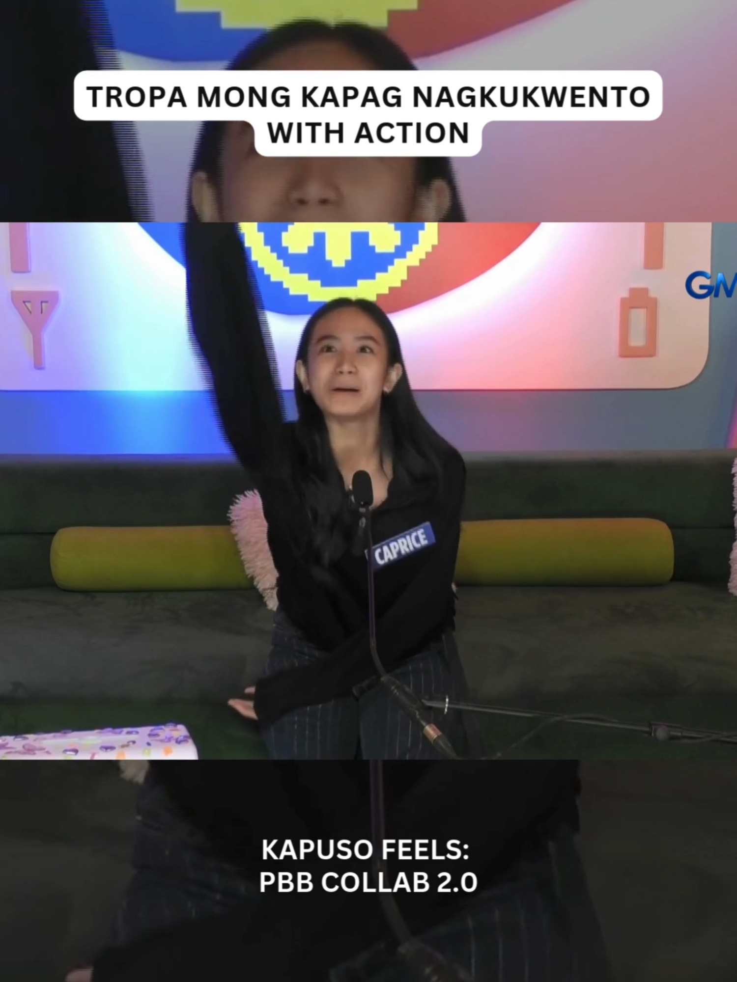 Tag mo na 'yung tropa mong kapag nagkukwento ay with action! 😆 #GMANetwork #GMAPBBCollab #KapusoFeels #CapriceCayetano