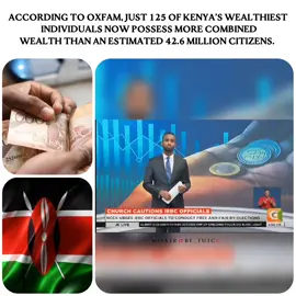 According to Oxfam, just 125 of Kenya’s wealthiest individuals now possess more combined wealth than an estimated 42.6 million citizens. The report highlights an alarming concentration of resources in the hands of a tiny elite, underscoring the widening economic gap and growing inequality across the country. 🎥: Citizen TV #nairobitiktokers #viralkenya #kenyan 