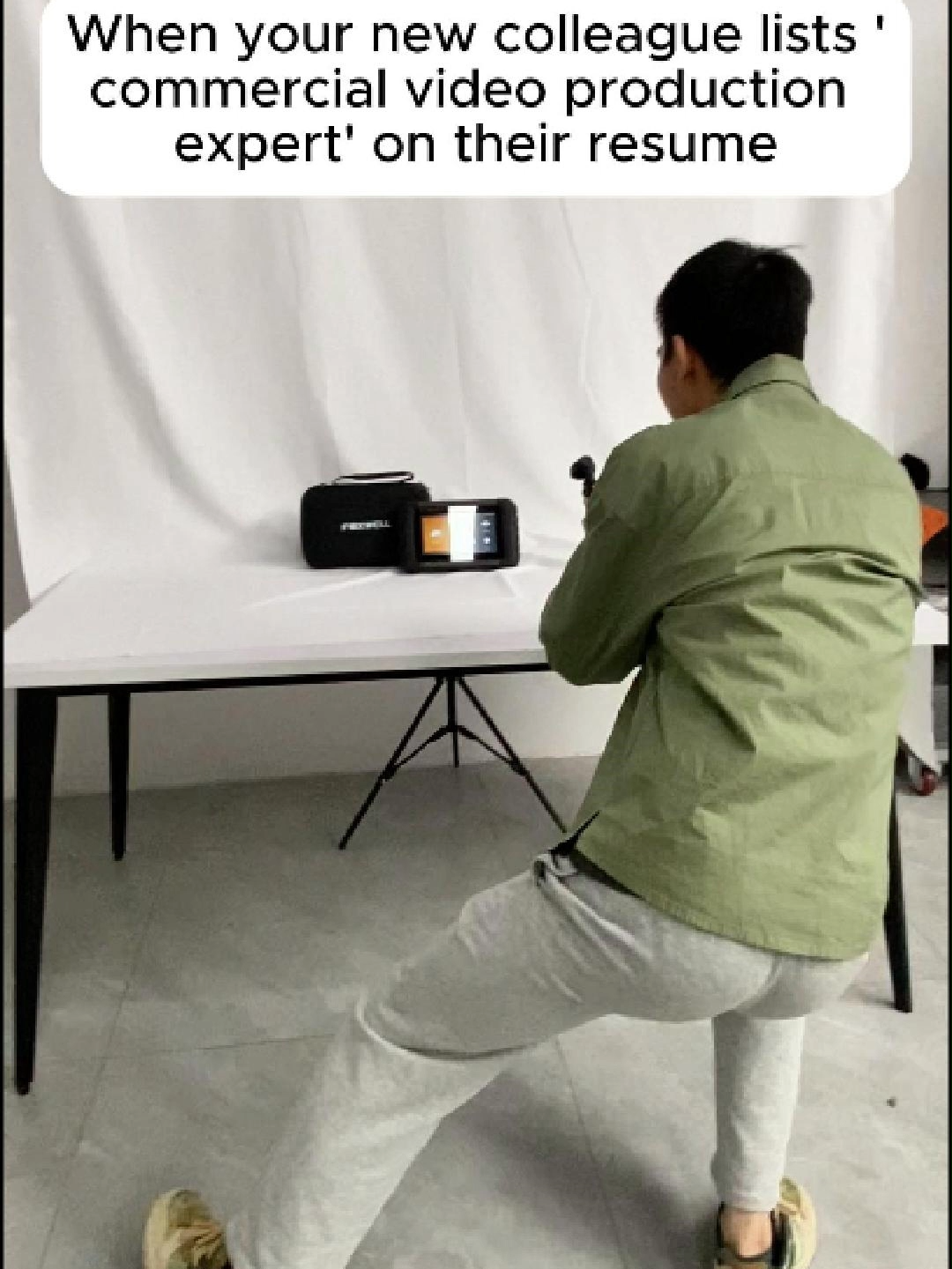 He really wrote ‘commercial video expert’ on his résumé… wait till you see THIS 😂 #fyp #foryoupage #viral #funny #behindthescenes #obd2scanner #foxwell