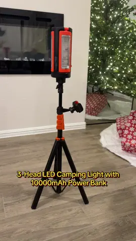 3 head LED camping light with 10000mAh Rechargeable Battery with Power Bank Function, Adjustable Triple Light Heads for Expansive Coverage, 4 Lighting Modes with Flexible Brightness, Compact, Portable, and Highly Adjustable #campinglight #ledlights #tripodstand #tiktokmademebuyit #fy 