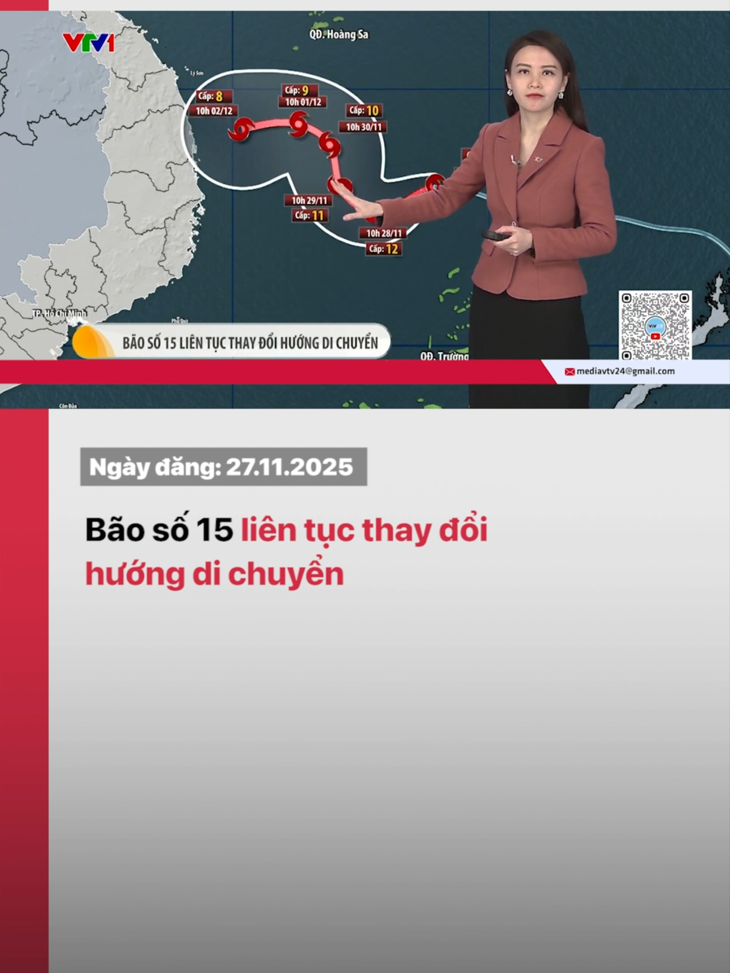 Trưa nay, bão số 15 vẫn đang duy trì cường độ mạnh cấp 12 với sức gió từ 118km/h đến 133km/h. Dự báo trong 24h tới, bão số 15 giữ nguyên cường độ. #vtv24 #vtvdigital #tiktoknews #baoso15 #dubaothoitiet