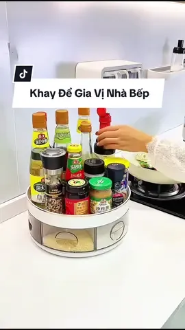Khay để gia vị nhà bếp xoay 360 độ #Giadungnhaquynh #giadungthongminh  #khaydunggiavi #xuhuong #viral 