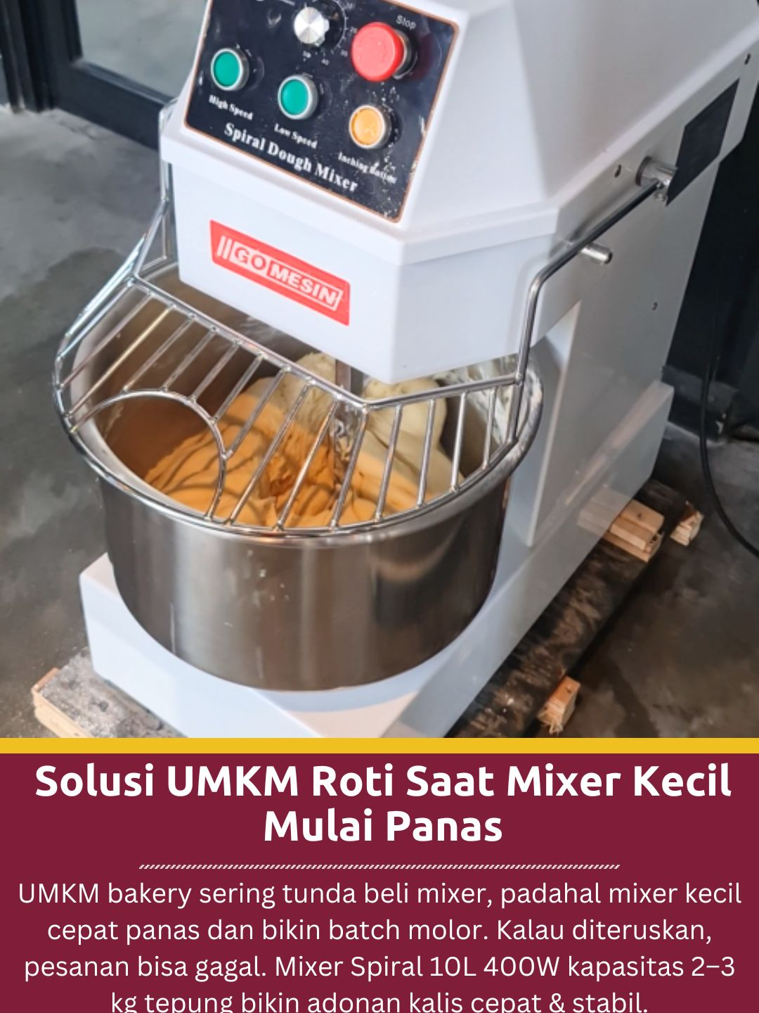 UMKM bakery rumahan sering kewalahan saat mixer kecil mulai panas, adonan lambat kalis, dan batch molor. Mixer Spiral 10 Liter 400 watt adalah solusi untuk adonan roti berat hingga 2–3 kg tepung. Dengan dua kecepatan bowl (low & high), mixer spiral membuat adonan kalis lebih cepat tanpa perlu jeda dan menjaga konsistensi produksi. Mixer spiral cocok untuk usaha roti rumahan, kue kering, donat, pastry, dan UMKM yang mulai mendapat order besar terutama menjelang musim lebaran. Jika mixer rumahan kamu sering panas, rusak, atau menghambat produksi, saatnya upgrade ke mixer spiral agar usahamu naik kelas. Hubungi Revon Teknologi untuk konsultasi mixer terbaik sesuai target produksi harianmu. #mixerroti #mixerspiral #mixerspiral10liter #mixerkue #mixerbakery #spiralmixer #mesinroti #rotiuumkm  #bakeryrumahan  #umkmbakery  #rotirumahan  #usaharoti  #kuekering  #donat  #spiralmachine  #mixertepung  #mesinadonan  #umkmnaikkelas  #alatbakery  #revonteknologi  #usaharoti2025  #kaliscepat  #usahakue  #produksikue  #spiral10liter