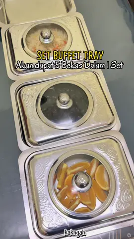 Set buffet tray 5in1, senang nak buat majlis & hidang lauk pada tetamu guna tray ni. #buffettray #buffettrayset #tray5in1 #buffettray5set #buffettrayraya 