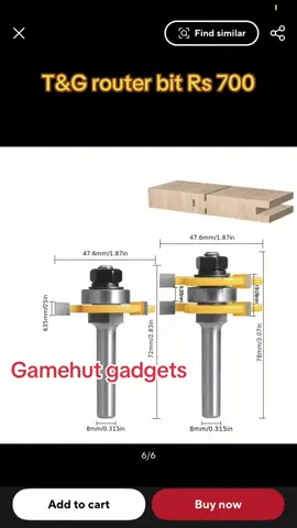 T&G router bit Rs 700 Gamehut gadgets -follow us 59382803 - whatsapp only #woodcutting #routerbit #carpenter #woodworking #kitchencabinet 