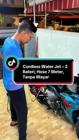 Cordless Water Jet – 2 Bateri, Hose 7 Meter, Tanpa Wayar#waterjetportable #cordlesswaterjet #waterjetcordless 