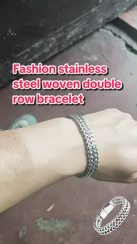 Fashion stainless steel woven double row bracelet#foryou #for #tiktok #fyp 