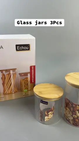 Glass jars 3Pcs 03089734418 03357921879 WHATSAPP . . . . . #jars #glassjars #echou #crockery #tahacrockery 