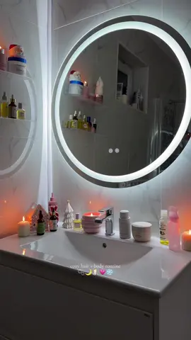 Soft nights, warm lights, and tiny rituals that make everything feel a little more magical. ✨🕯️💗 Products featured: @tangleteezer hair brush @mielleorganics hair oil  @fableandmane hair roots oil @theouai thick hair mask @cocoandeve detox shampoo  @dove body scrub @lovephilosophy Christmas cookies shower gel @victoriassecret body cream @fableandmane leave in conditioner  @cocoandeve leave in @kerastase_official scalp serum @kerastase_official hair spray  @lorealparis hair oil @gisou hair perfume  #cozyvibes #selfcareroutine #winteraesthetic #haircareroutine #bodycareessentials   cozy shower routine, winter self care, aesthetic hair care, body care ritual, girly aesthetic, self care ideas, soft girl routine