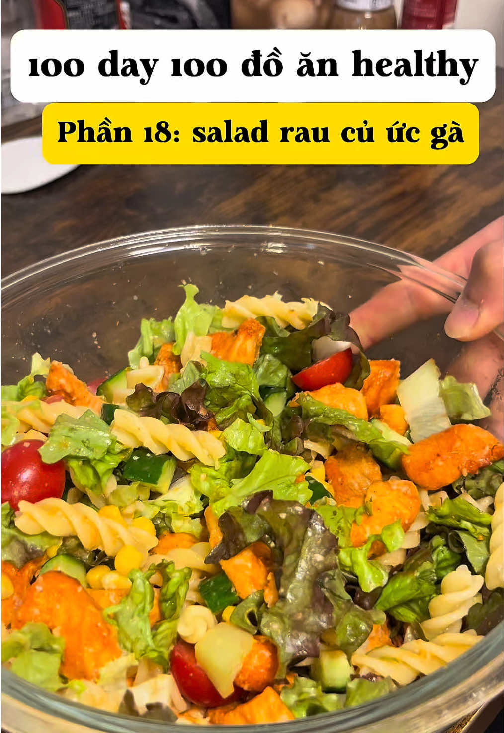 100 day 100 đồ ăn healthy Phần 18: Salad rau củ ức gà. #hieum62 #100day100doanhealthy #giamcan #salad #fyp  