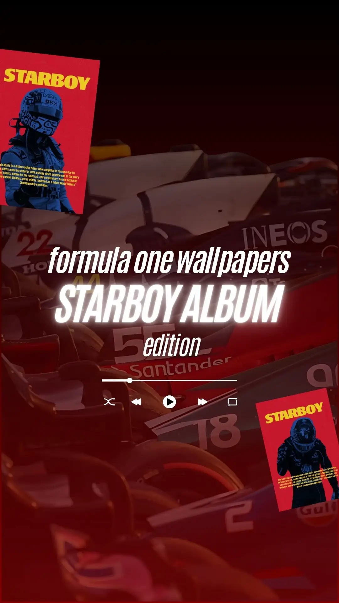 The weeknd's starboy album but make it F1! Comment down below what you think and if you'd like to see other drivers with this wallpaper! 🎶🤩 #Formula1 #F1 #FYP #Wallpaper #Motorsport 
